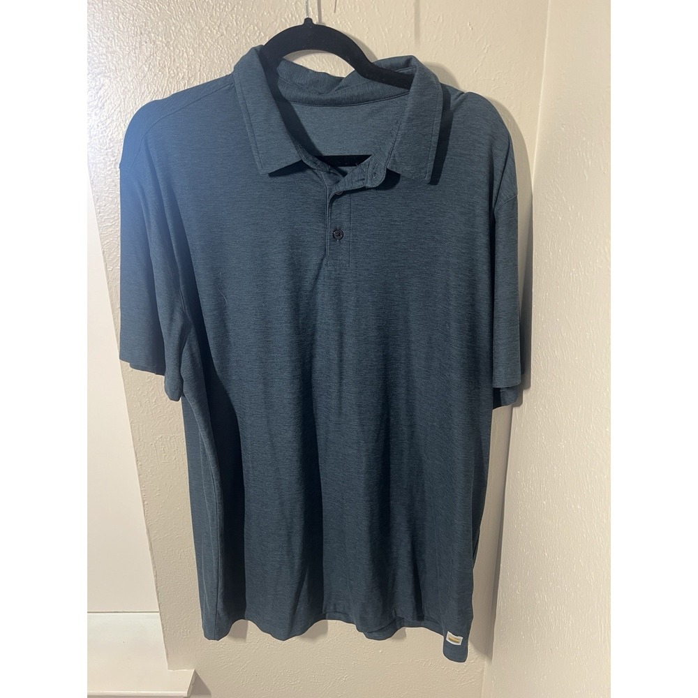Vuori Strato Tech Polo Men's XL Blue Heather Performance Golf Shirt V188